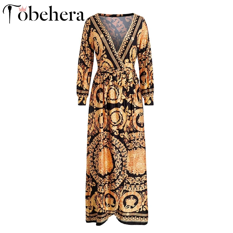 Цвет: желтый Glamaker, винтажное, Осеннее, с разрезом, boho, сексуальное, с принтом, платье для женщин, элегантное, макси платье, летняя уличная одежда, халат, длинное, вечернее платье, femme festa - Цвет: Цвет: желтый