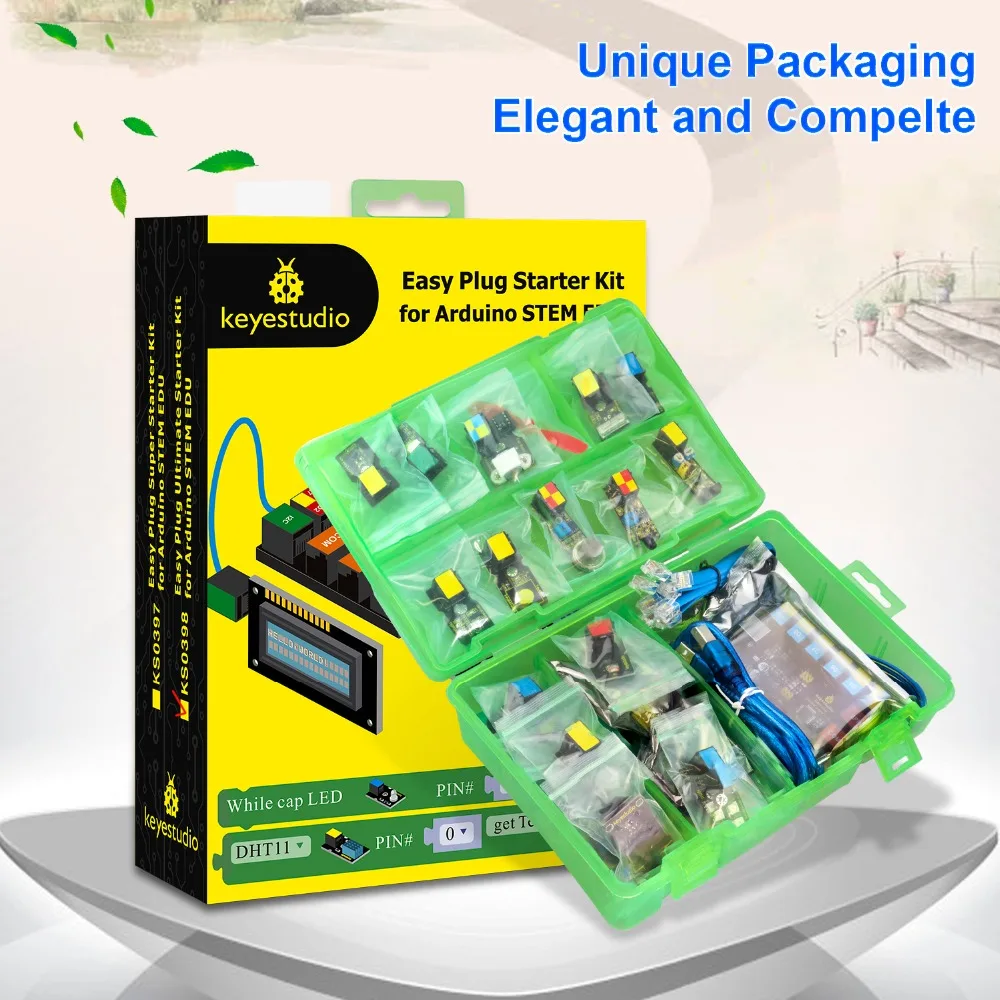 Keyestudio EASY plug стартовый Обучающий набор для Arduino STEM EDU совместимый с Mixly Block |