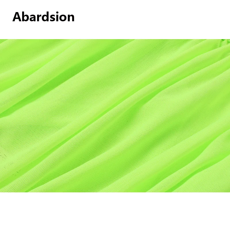 Abardsion неоново зеленое сексуальное Бандажное мини Сетчатое платье женское летнее