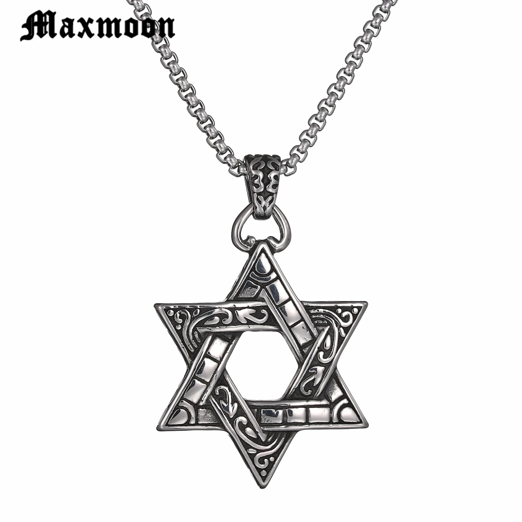 Maxmoon еврейский волшебник Звезда Давида кулон цепочка из нержавеющей стали