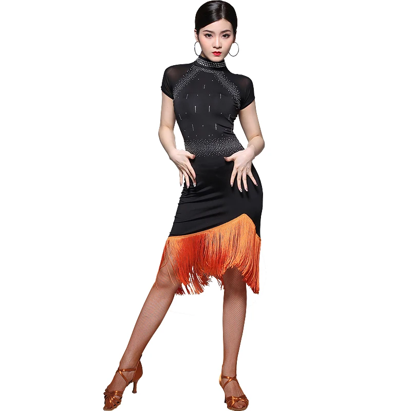 

Female Latin Dance Skirt Latin Dance Fringe Dress For Women Latin Competition Dresses Rumba/Tango Performance Clothing DQL1222