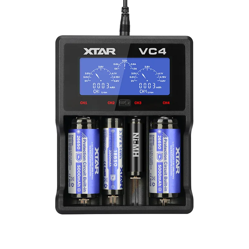 XTAR VC4 Evrensel USB pil şarj cihazı 20700 18650 21700 14650 17335 17670 18490 10440 14500 16340 17500 18350 18500 18700