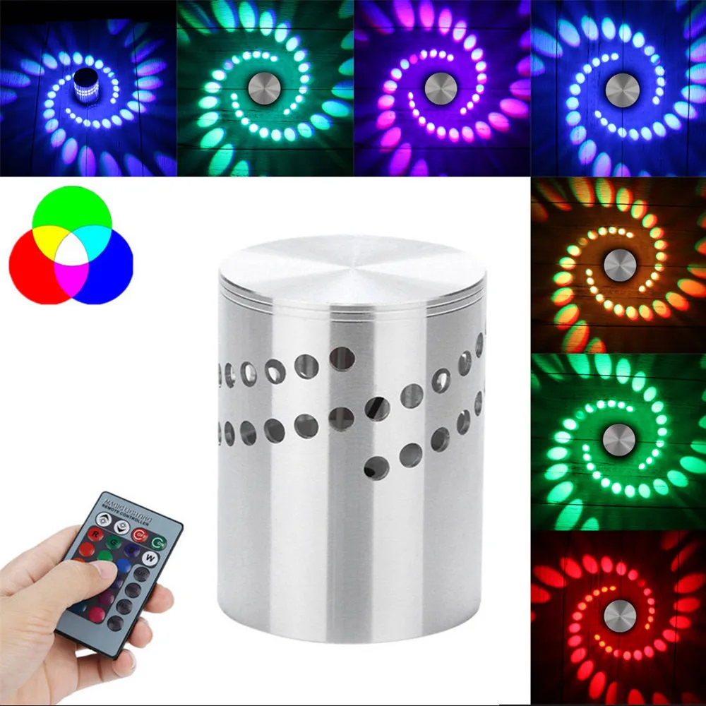 B Высококачественный цветной RGB спиральный настенный светильник с отверстием для поверхностного монтажа светодиодный светильник освещение Прямая - Испускаемый цвет: B