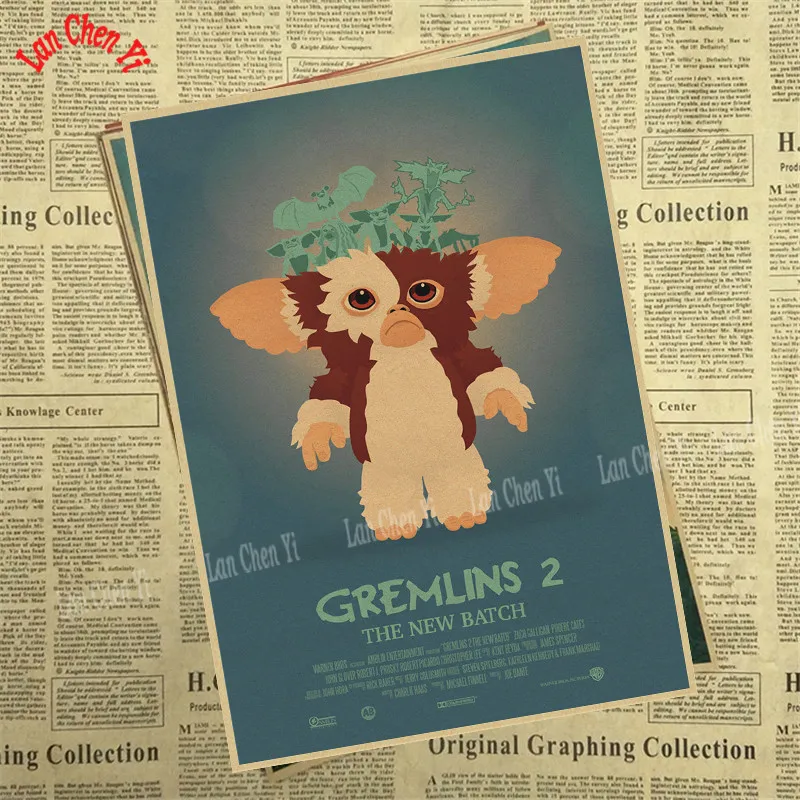 Тёмно-синий Gremlins Фэнтези фильм ужасов крафт бумага Плакат кафе высокое качество печати рисунок ядро декоративная живопись - Цвет: Тёмно-синий