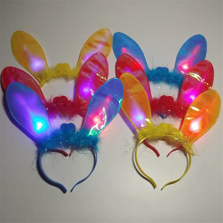 

Rabbit Cosplay Plush Bunny Ears LED Blinking Glow Headband Women Girls Flashing Hairband Birthday Party Wedding Halloween