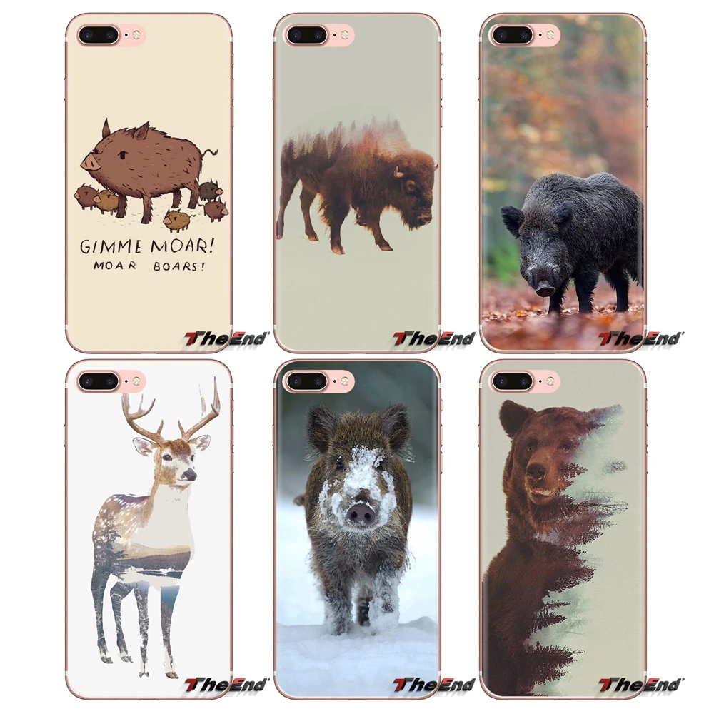 For Xiaomi Mi4 Mi5 Mi5S Mi6 Mi A1 A2 5X 6X 8 9 Lite SE Pro Max Mix 2 3 2S Transparent Soft Shell Covers Wild Boar Animal |