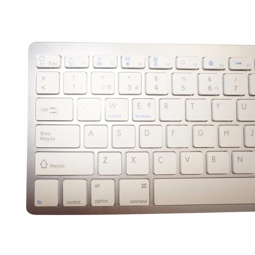 Беспроводная клавиатура QUWIND с испанским Bluetooth для iPad ПК ноутбуков белого