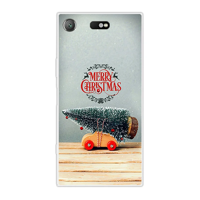 4.6 inch For Sony Xperia XZ1 Compact Back Cover Transparent Silicone Slim TPU Merry Christmas Phone Cases |