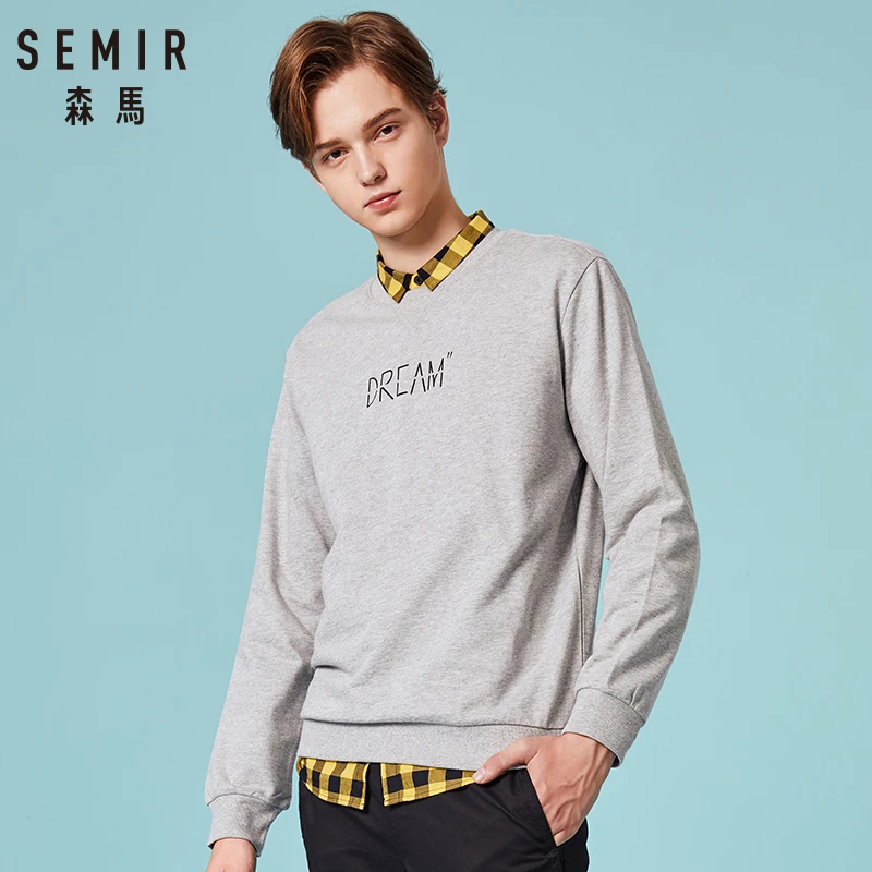 SEMIR толстовка мужская пуловер толстовки Толстовка с ребристой круглым вырезом и