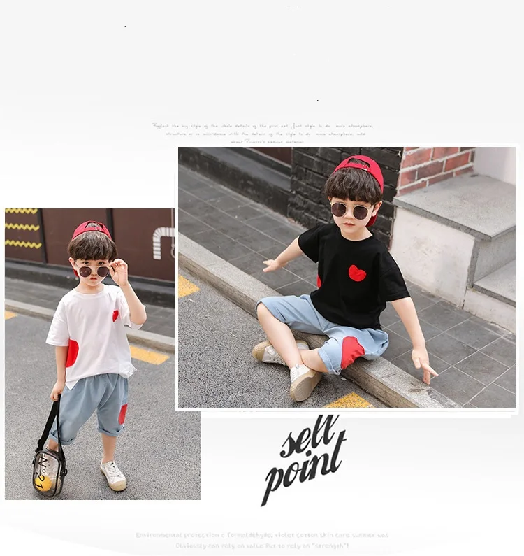 2019 летние комплекты из двух предметов для мальчиков Модный хлопковый костюм