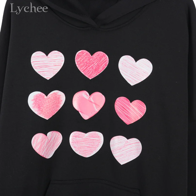 Женский свитшот Lychee с капюшоном в стиле Харадзюку повседневные Свободные