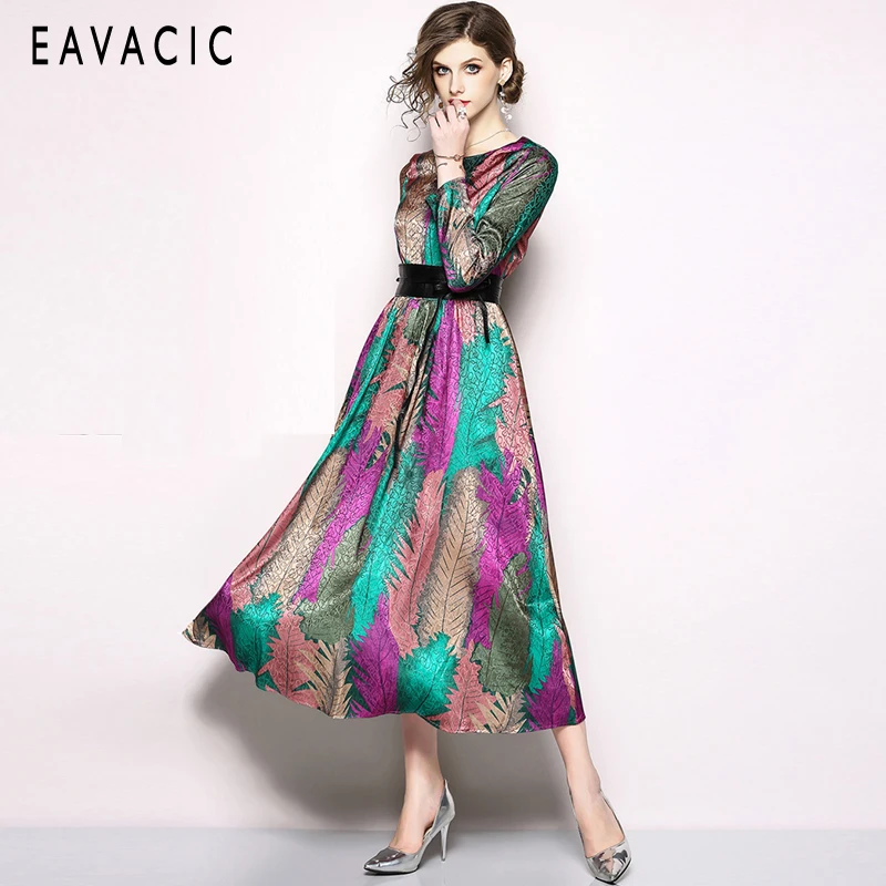 EAVACIC 2019 Новое высококачественное жаккардовое модное тонкое длинное платье с