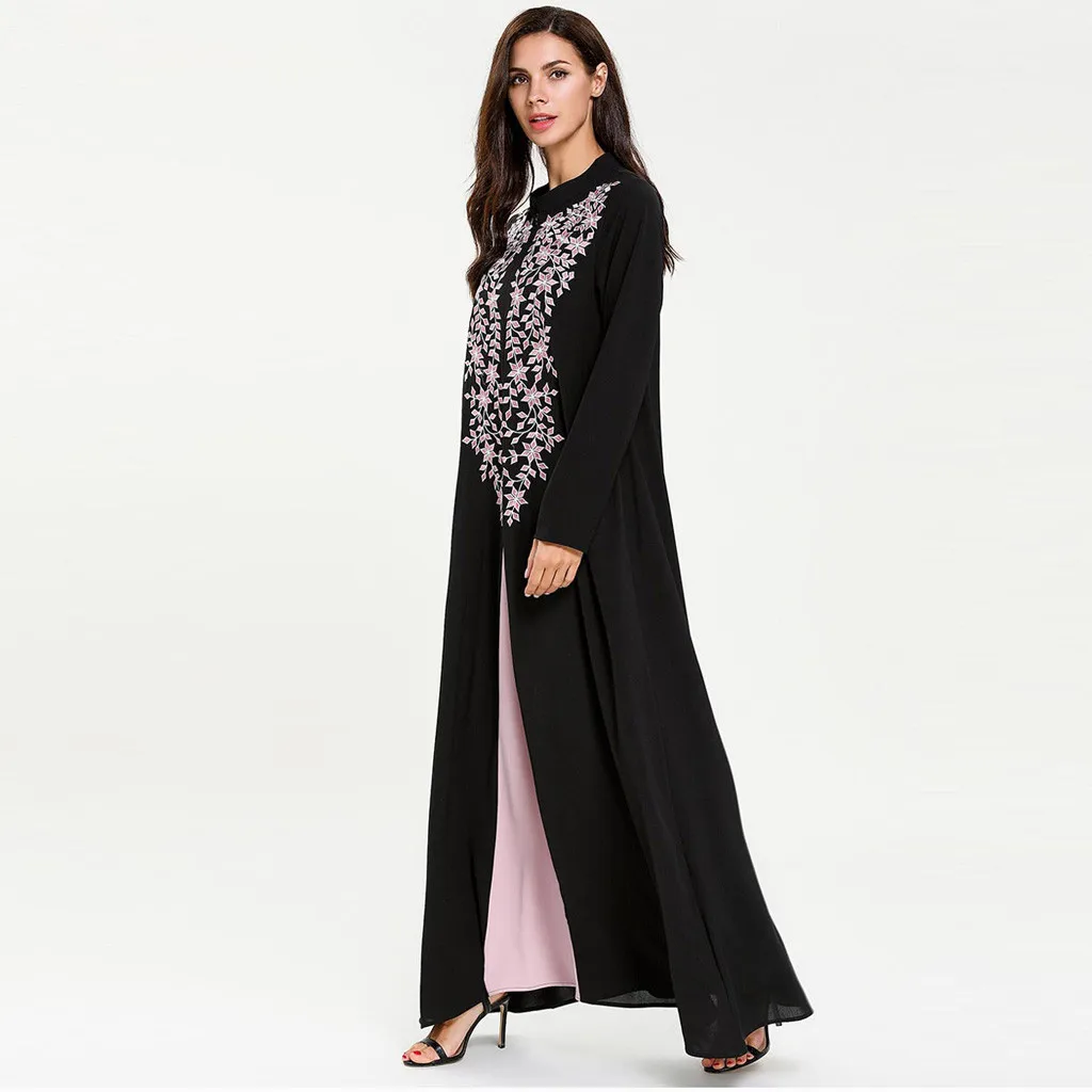 Мусульманское платье Abaya мусульманское одежда для женщин полиэстер с вышивкой