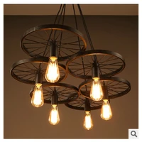 wrought iron pendant lights vintage industrial lighting loft wheel lamp bar 1 3 6wheel design lamp home lighting