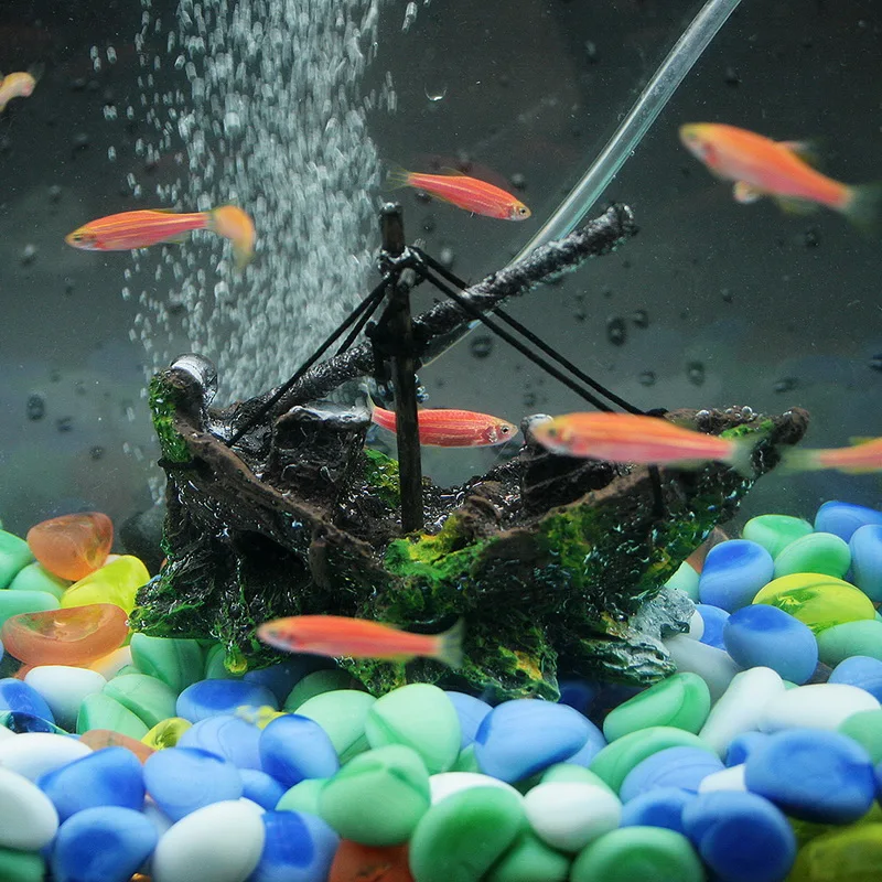Aquarium Ornament Wreck Sunk Ship Sailing Boat Destroyer Fish Tank Cave Decor | Дом и сад