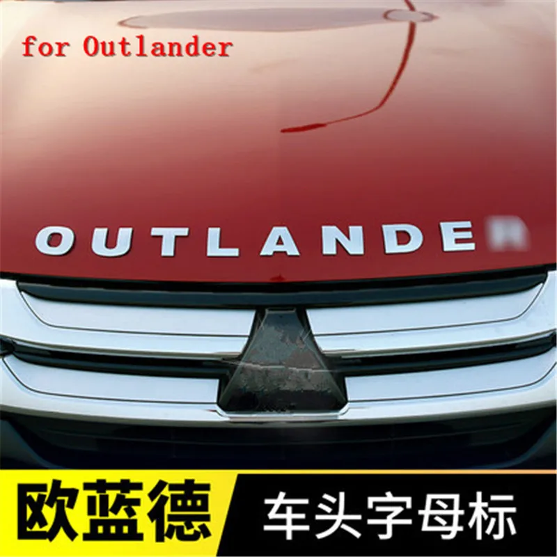 Автомобильный тонкий стикер из нержавеющей стали для Outlander с 3D буквами, Накладка для Mitsubishi Outlander 2013-, автомобильный Стайлинг