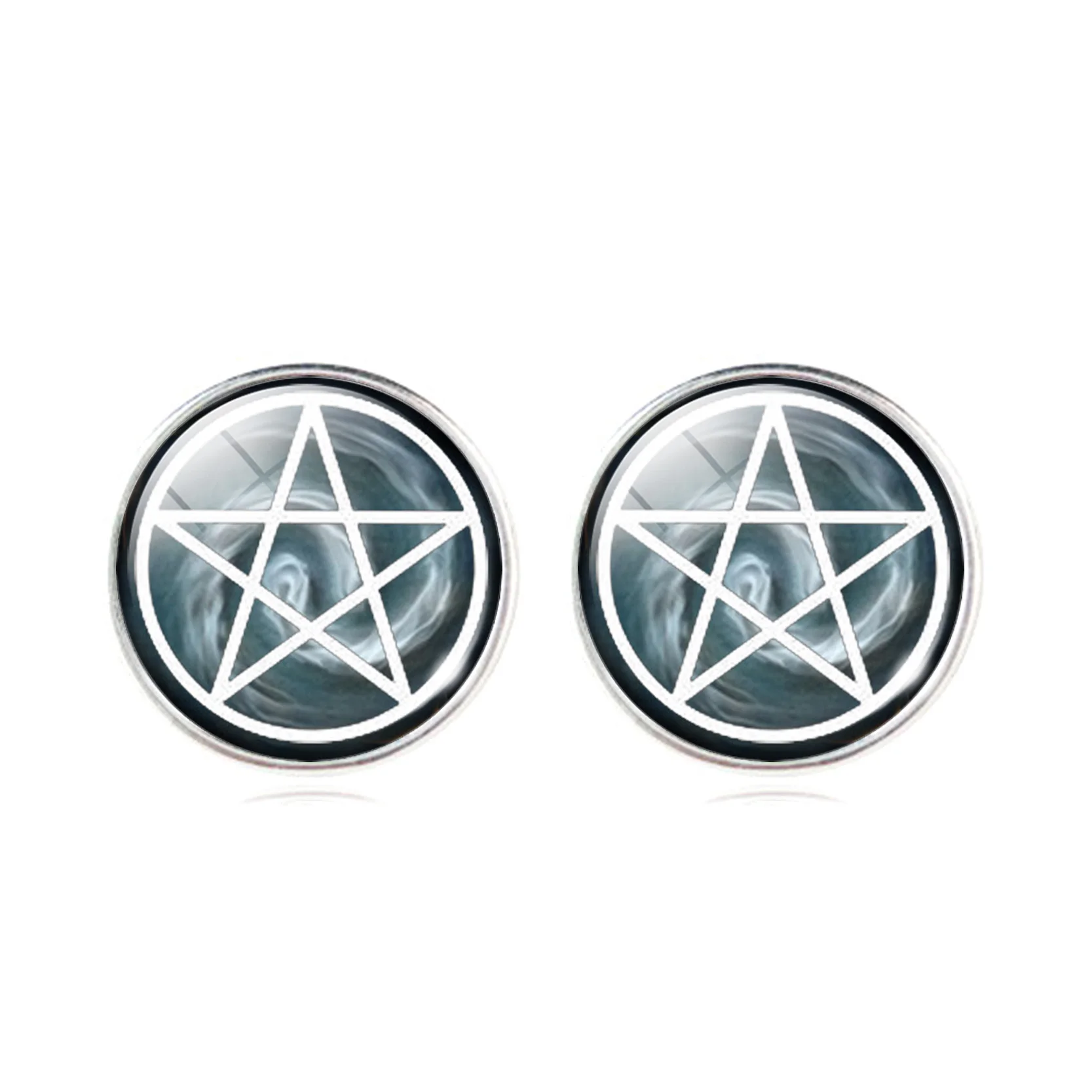 Серьги гвоздики Wiccan Magic Wicca в виде пятиконечной звезды Затемненные серьги