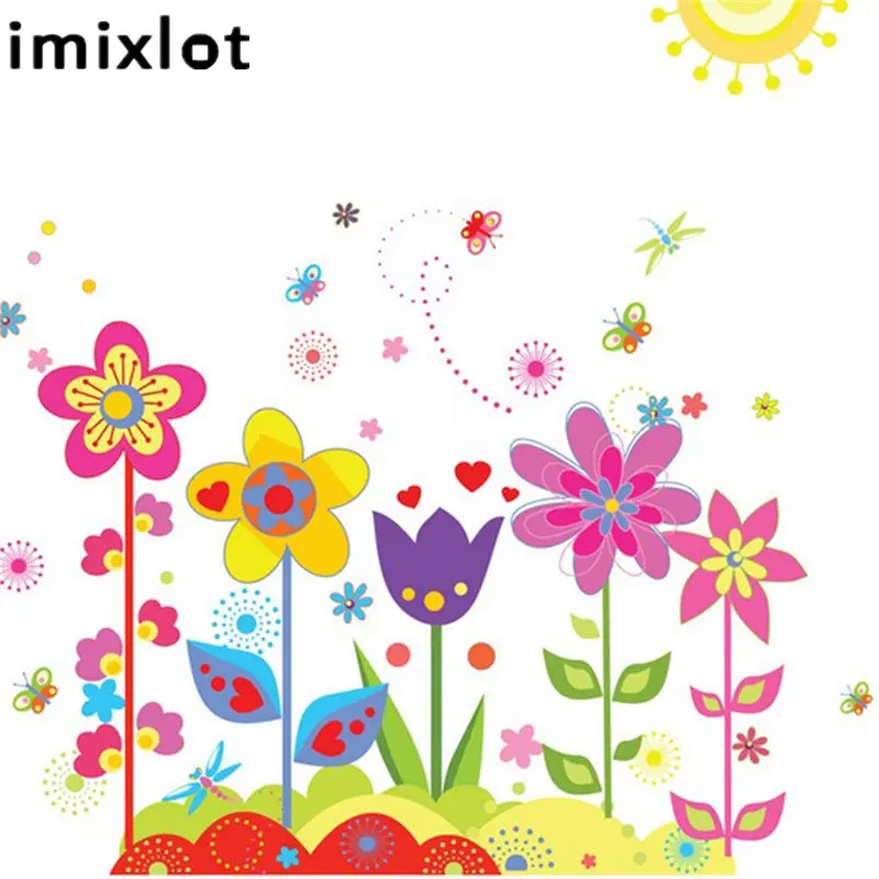 Imixlot Красочные цветы постеры дети ребенок ПВХ настенные наклейки детская комната