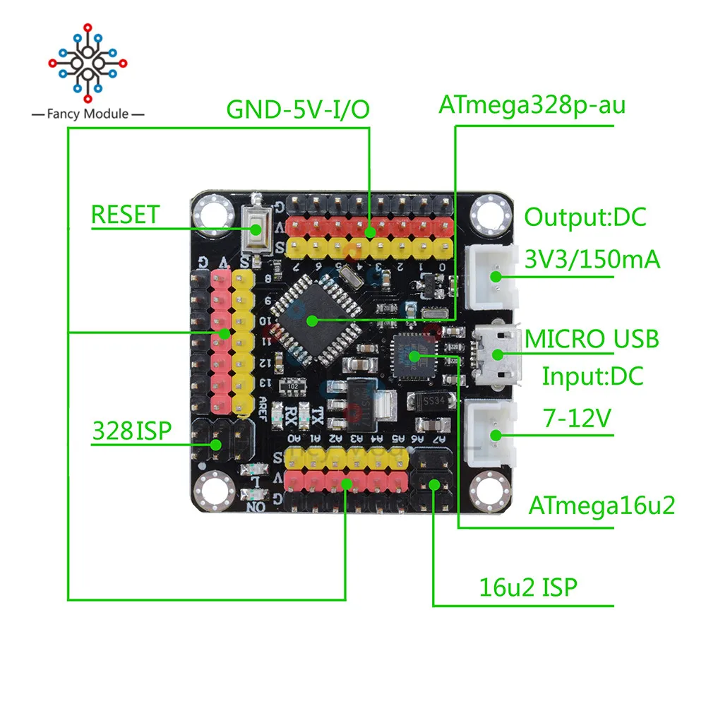 Плата микроконтроллера ATMEGA16U2 Micro USB Atmega328 Atmega328P Mega328 сильная плата Mini UNO R3 модуль