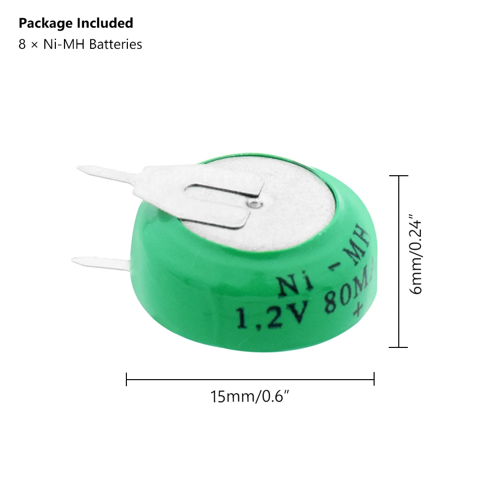 Никель металлогидридный литий полимерный аккумулятор 1 2 в 80 мАч 8 шт.|Часовые