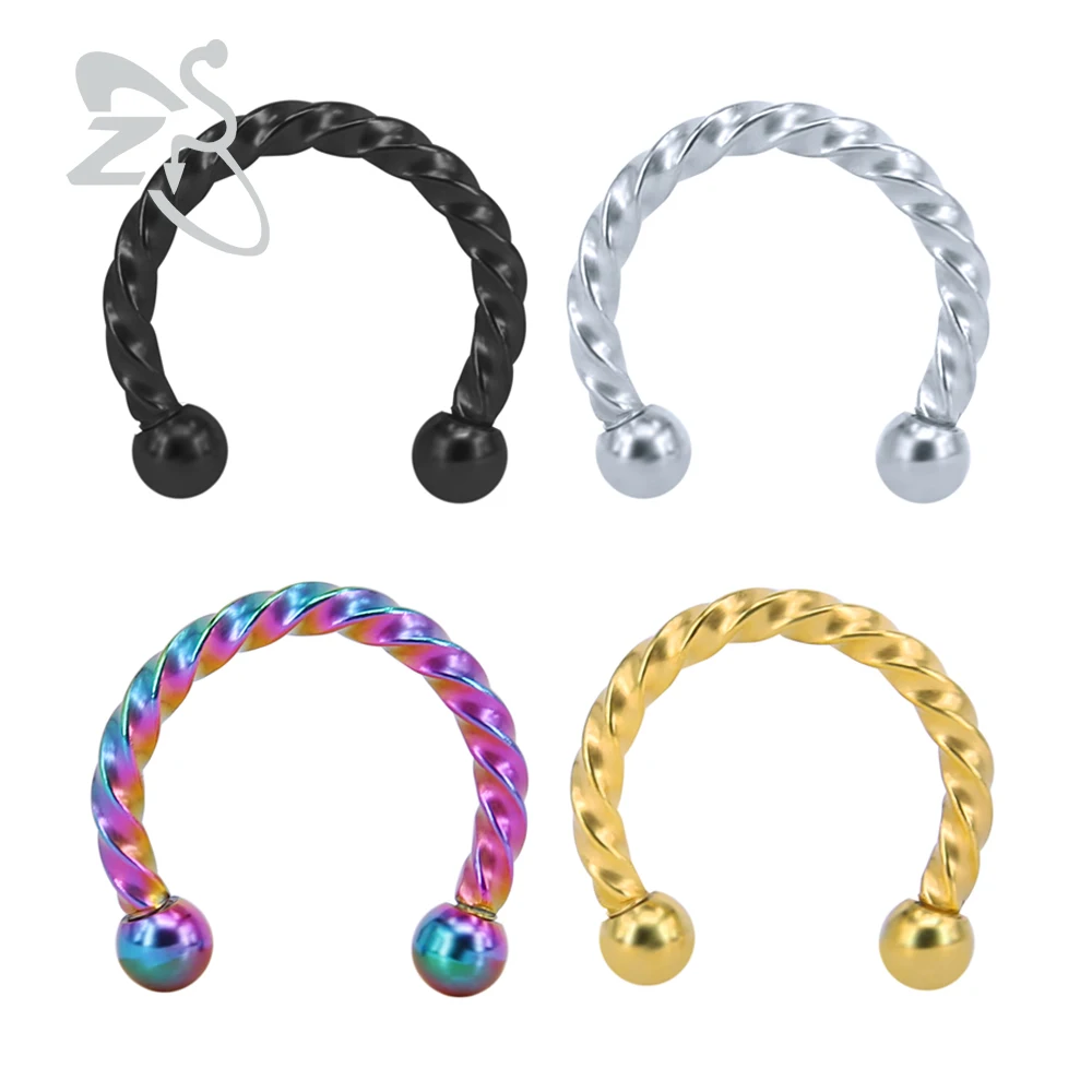 Кольцо для носа C образной формы 4 цвета пирсинг подков сосков кольца поворот