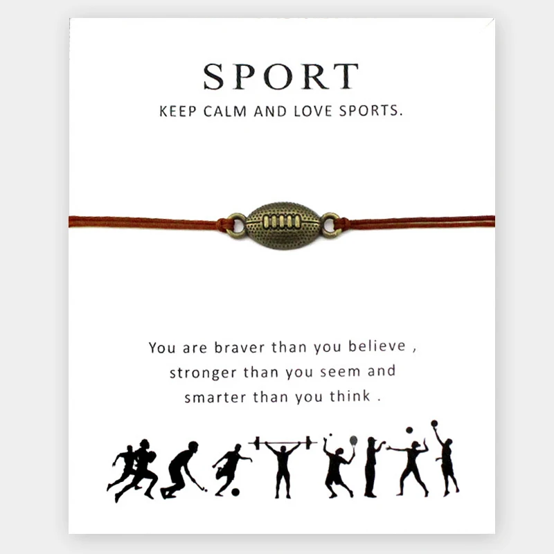 Спортивные шармы для футбола регулируемые браслеты бейсбольный мяч веревка