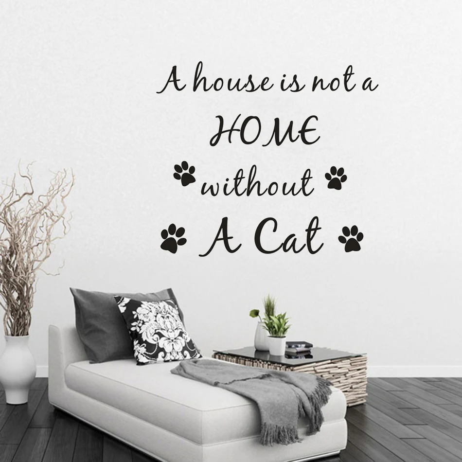 Фото Наклейки для кошек украшение дома дом не без котика наклейка на стену съемные