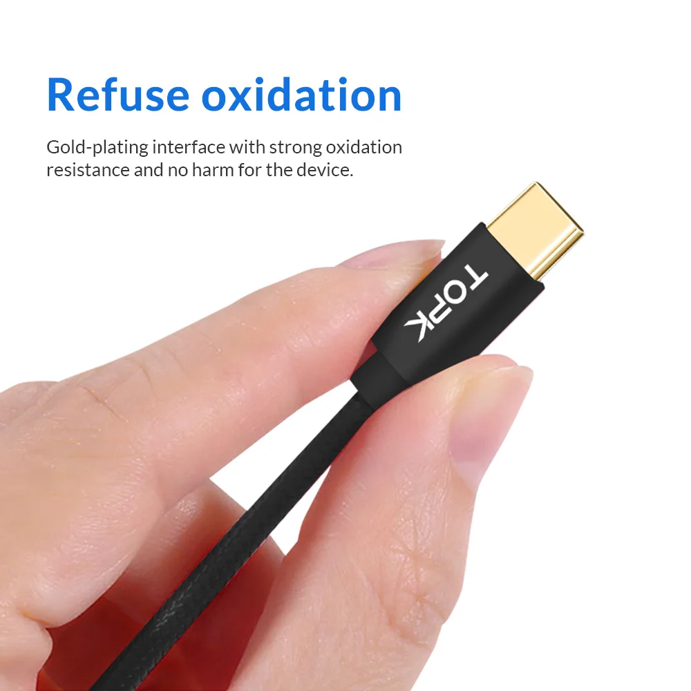 Кабель зарядный TOPK USB Type-C в нейлоновой оплётке 0 6/1 2/1 8 м 3 шт./упаковка | Мобильные