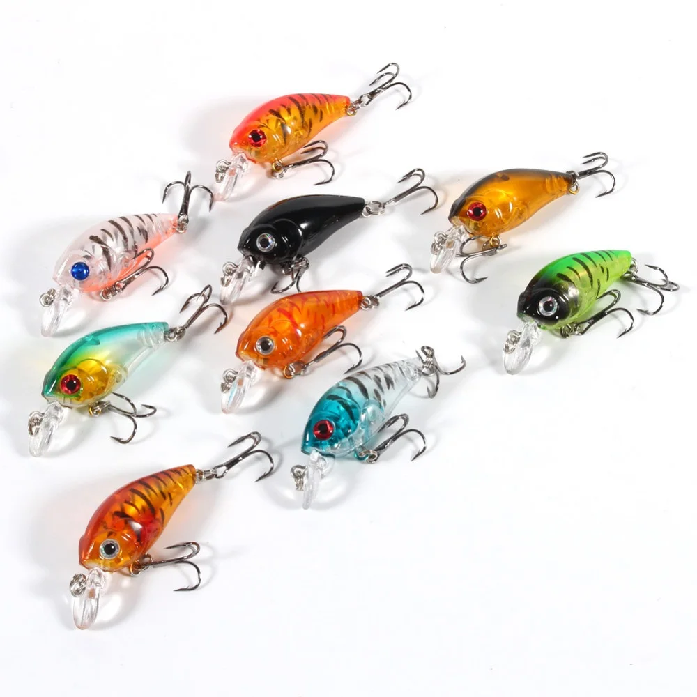 9 шт. приманка приманки для ловли рыбы твердая бас воблер 4 5 см 4G Глубоководной