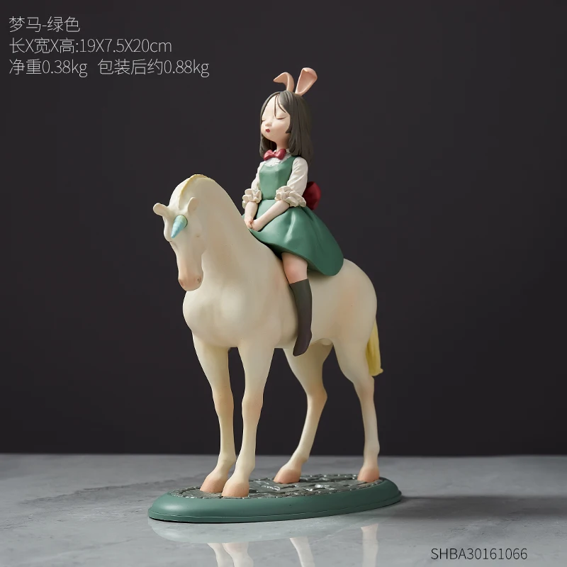 Fairy Series Polarite Crafts Home Decoration Living Room Bedroom Showcase Cafe Wedding Decor Girl Children Christmas Gift - Цвет: Dream Horse - Green