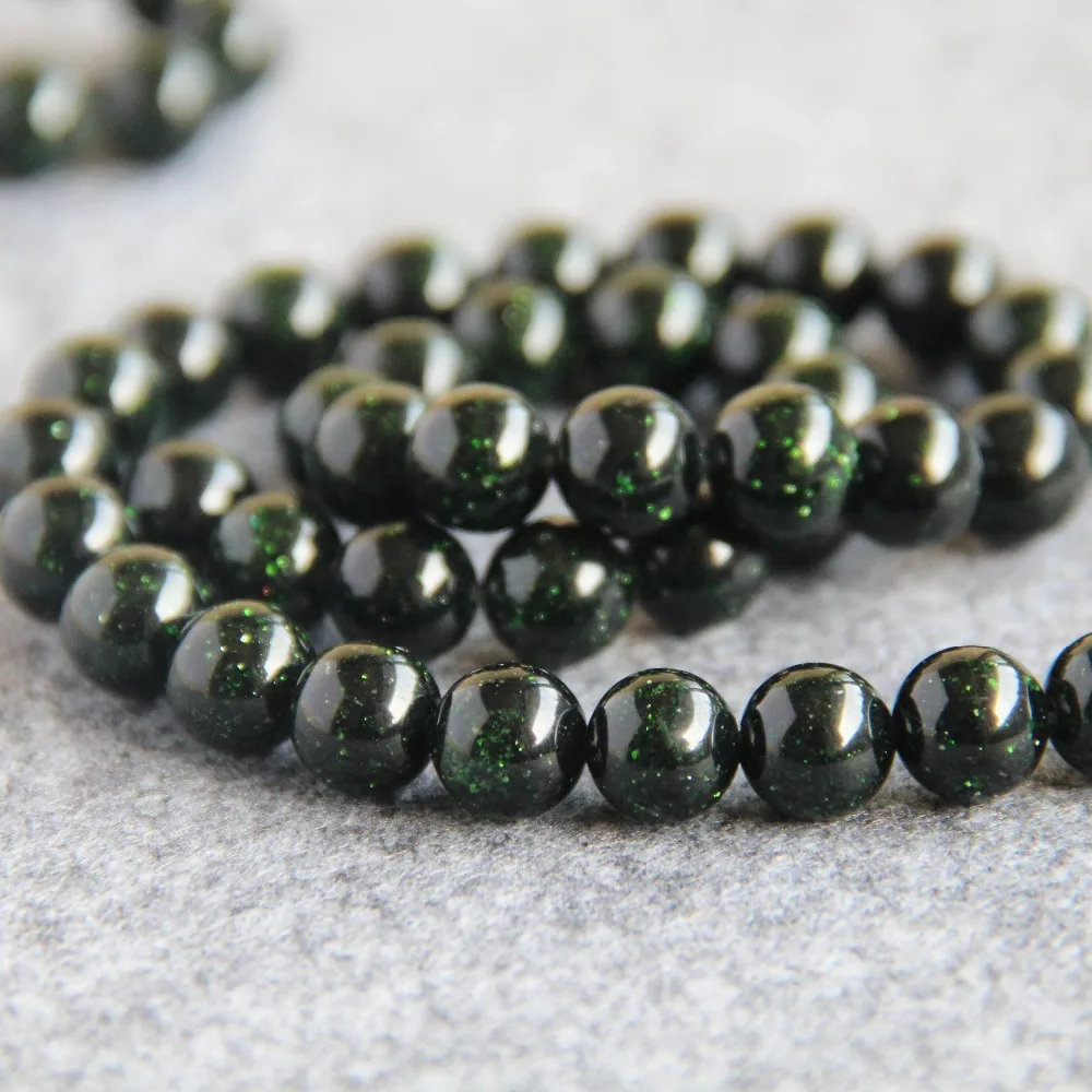 Ожерелье браслет 10 мм Сделай Сам зеленый золотой песчаник круглые бусины 15