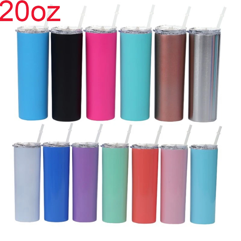

Hot 20OZ Skinny Straight Cup Vacuum Milk Swig Coffee Stainless Steel Tumbler Mug Termo Cafe Thermal Bottle Keep Cup with Straws