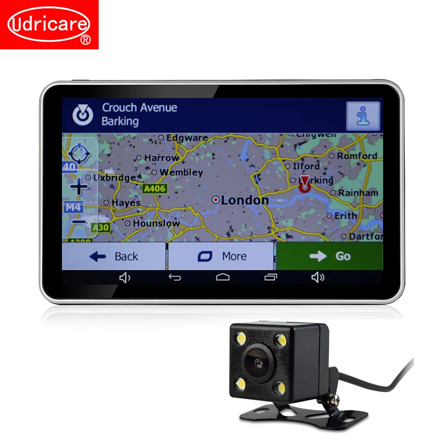 Udricare 7 дюймов gps Android Wi-Fi Bluetooth навигации DVR 16 ГБ Quad-core Двойной объектив вид сзади