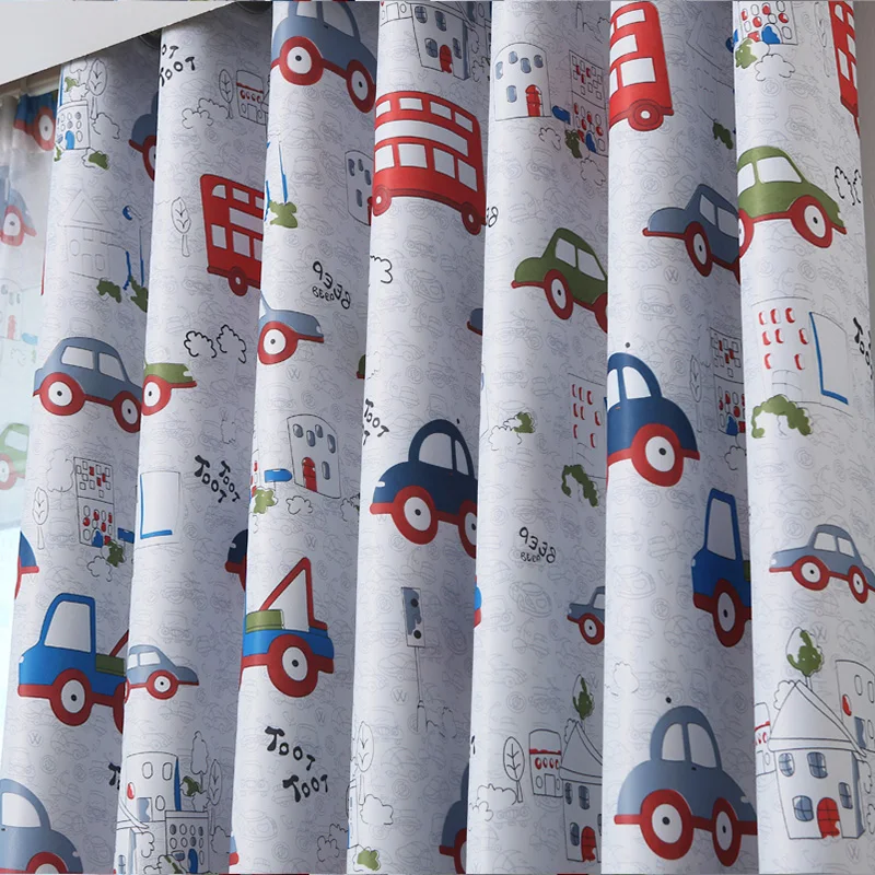 Curtain Topfinel, затемненные шторы с мультяшным автомобилем для гостиной, спальни, детской комнаты, декоративные оконные шторы, занавески, тюль для мальчиков - Цвет: Curtain