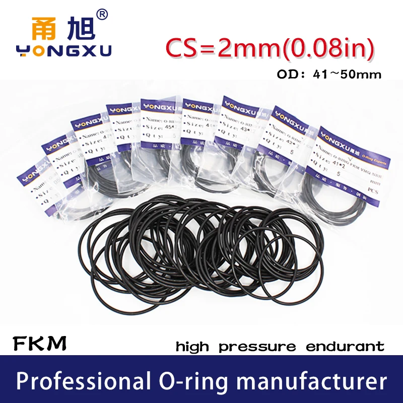 

3 шт./лот фторсодержащий каучук кольца черный/FKM/CS2mm уплотнительные кольца уплотнения OD41/42/43/44/45/46/47/48/50*2 мм уплотнения прокладки уплотнение масла кольцо шайба