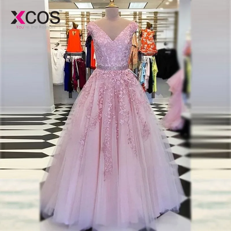 XCOS великолепное бальное платье с v образным Вырезом Без Рукавов Розовое