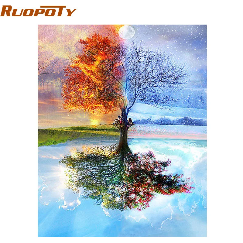 Картина по номерам RUOPOTY в раме сделай сам Современная Настенная картина