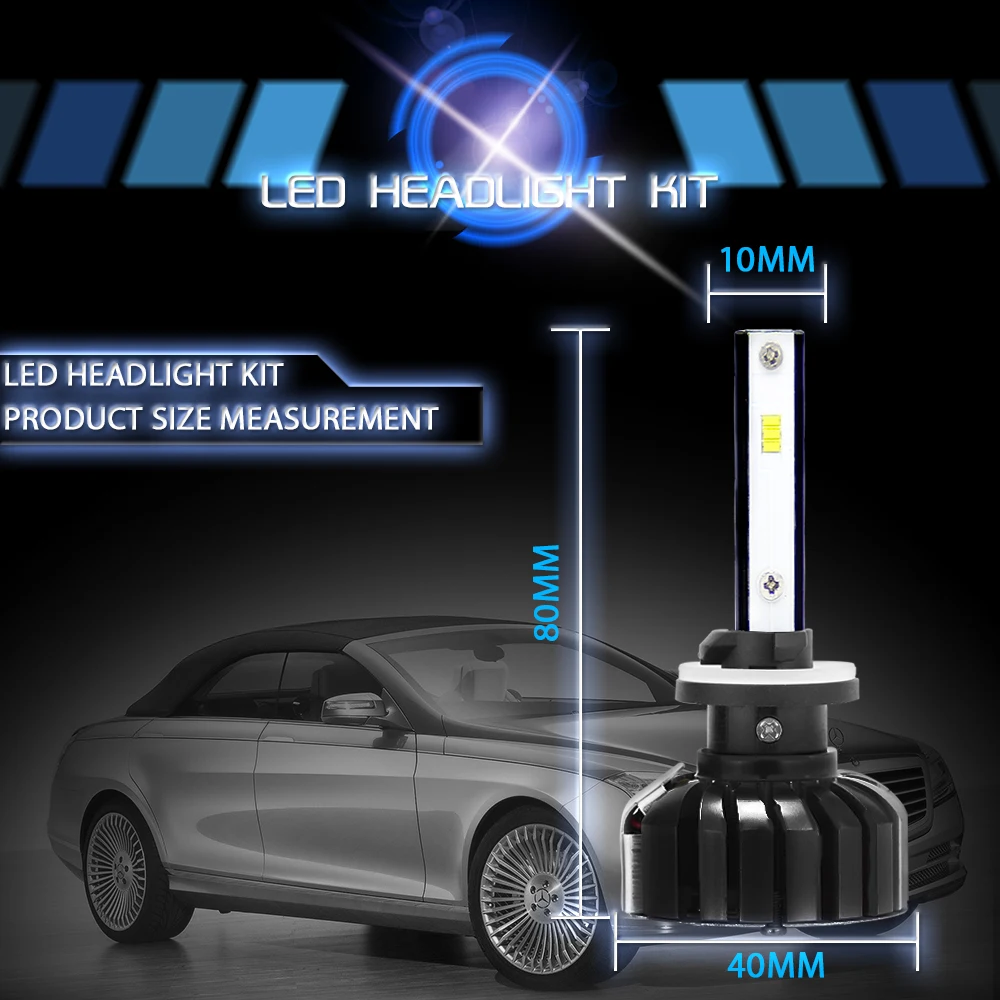 1 пара LS01 F7 LED H27/880/881 автомобильные 8000LM фары освещение 6000K лампа заменить 80 Вт W/анти