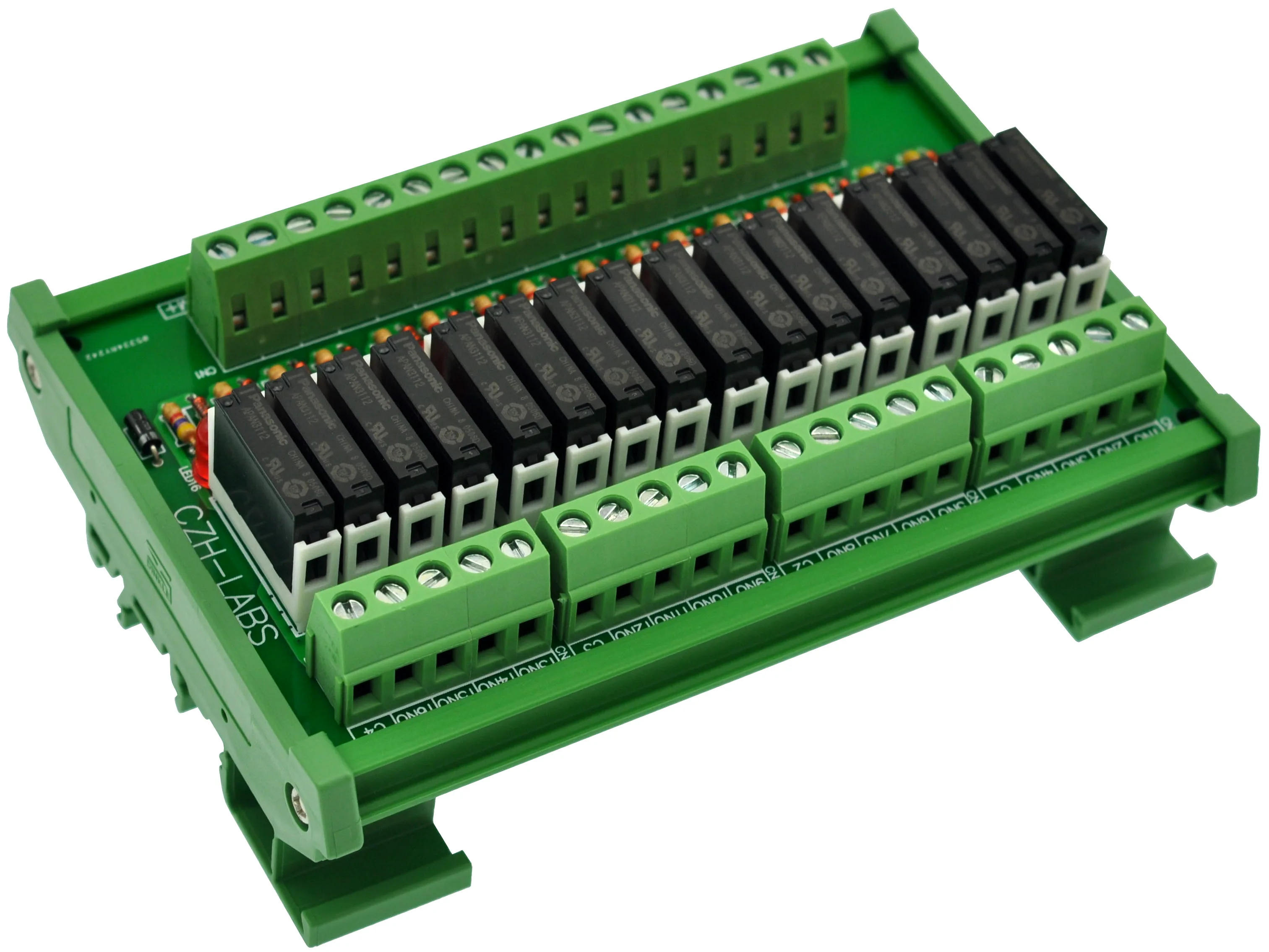 Тонкий DIN рейка крепление DC12V раковина/NPN 16 SPST NO 5A Мощность триггерный релейный