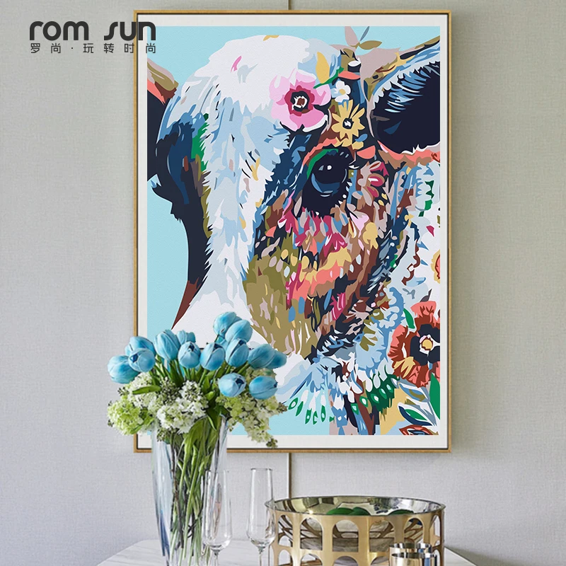 Абстрактный красочный корова n картина тигр на холсте Плакаты печати уникальные