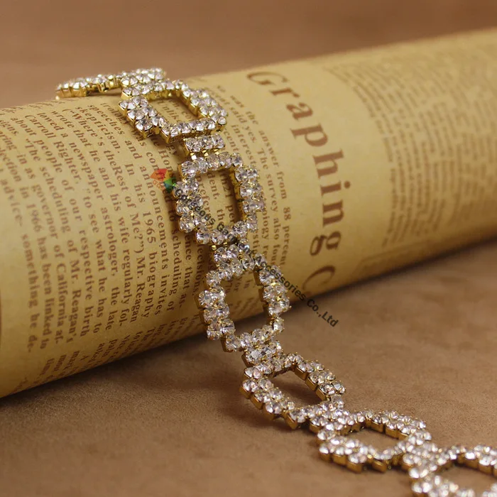 1 ярд квадратные алмазы чешский хрусталь стразы кружка цепочка Аппликация