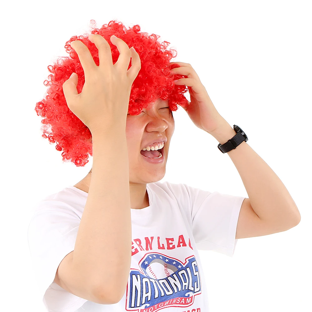 Смешной парик для футбольных болельщиков вьющиеся волосы вечерние украшения