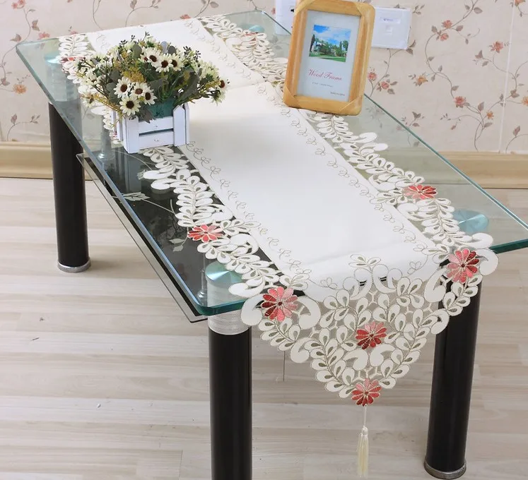 Скатерть vezon 40*200 см элегантная скатерть из полиэстера с цветочной вышивкой