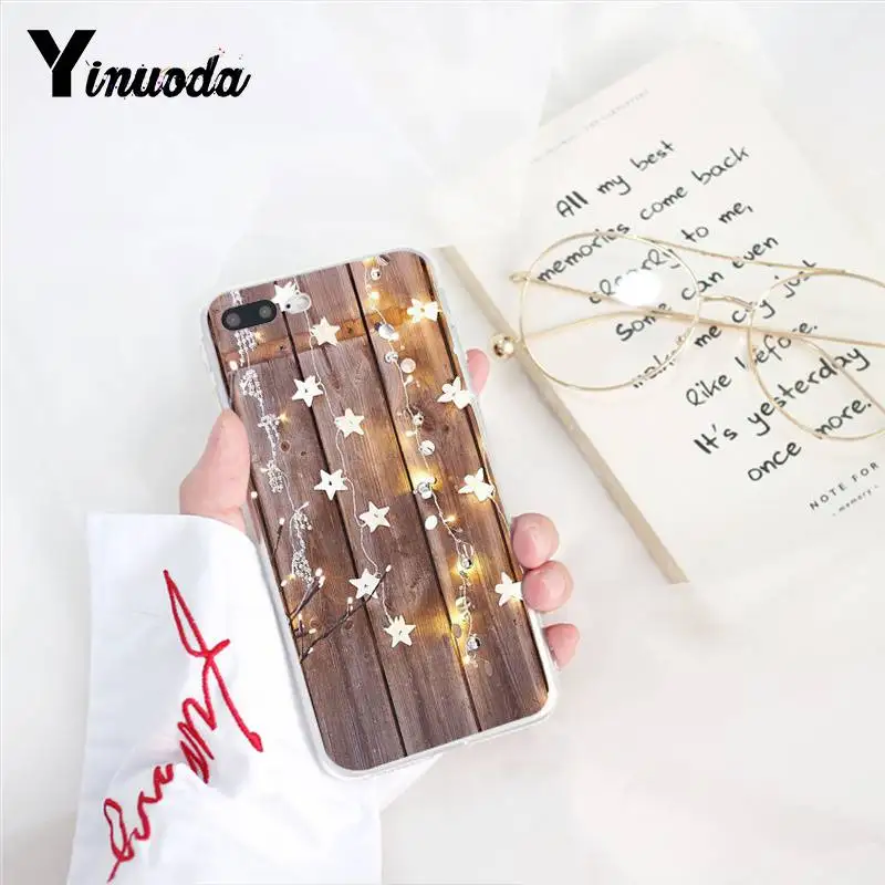 Чехол Yinuoda для iphone 7 XSMAX зимний светлый Снежный Прозрачный чехол телефона iPhone 8 6 6S