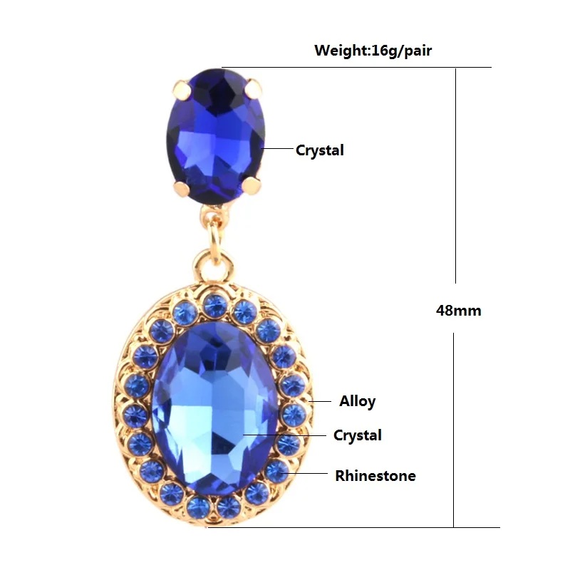 Серьги-подвески NeeFu WoFu стразы Кристальные овальные большие серьги-подвески из