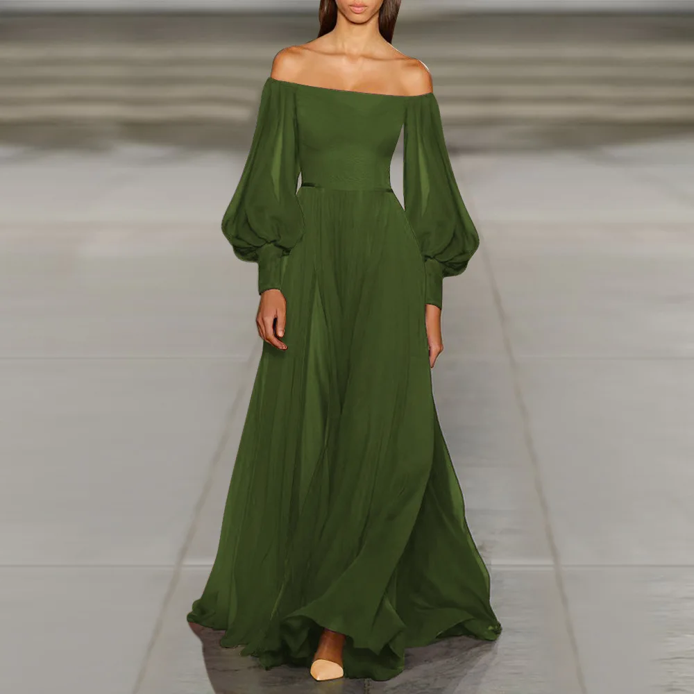 Женское пляжное платье с длинным рукавом в богемном стиле свободное шифоновое