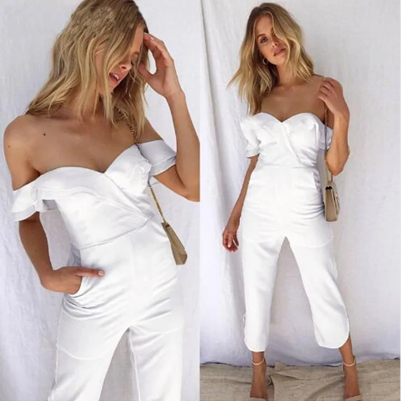 ELSVIOS летние с оборками открытой спиной сексуальные комбинезоны открытыми