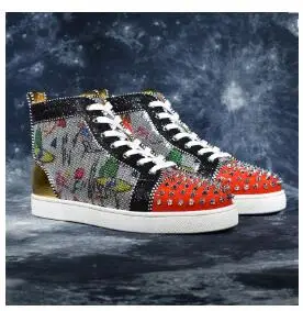 Zapatos hombre/Новинка; стильные мужские повседневные туфли из шиповки; Мужские эспадрильи с заклепками; кожаная обувь с принтом змеи; мужские кроссовки на платформе - Цвет: As photo show