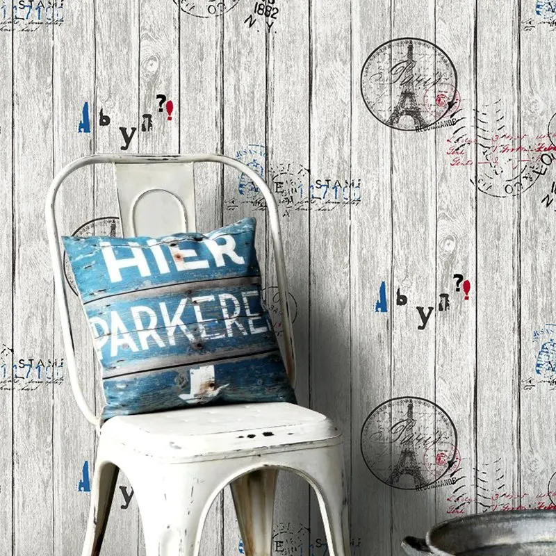 Винтажные обои 3D фотообои с Эйфелевой башней ретро деревянные дощечки рулон