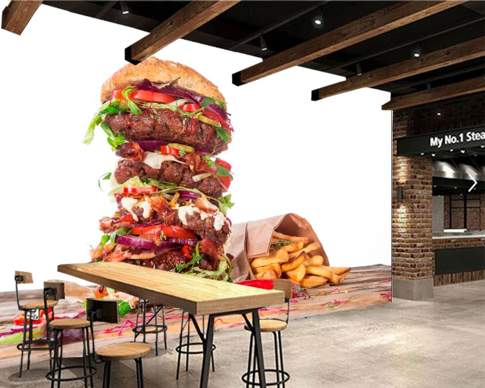 Обои для разделки гамбургеров и помидоров обои кухни магазина фаст-фуда гостиной